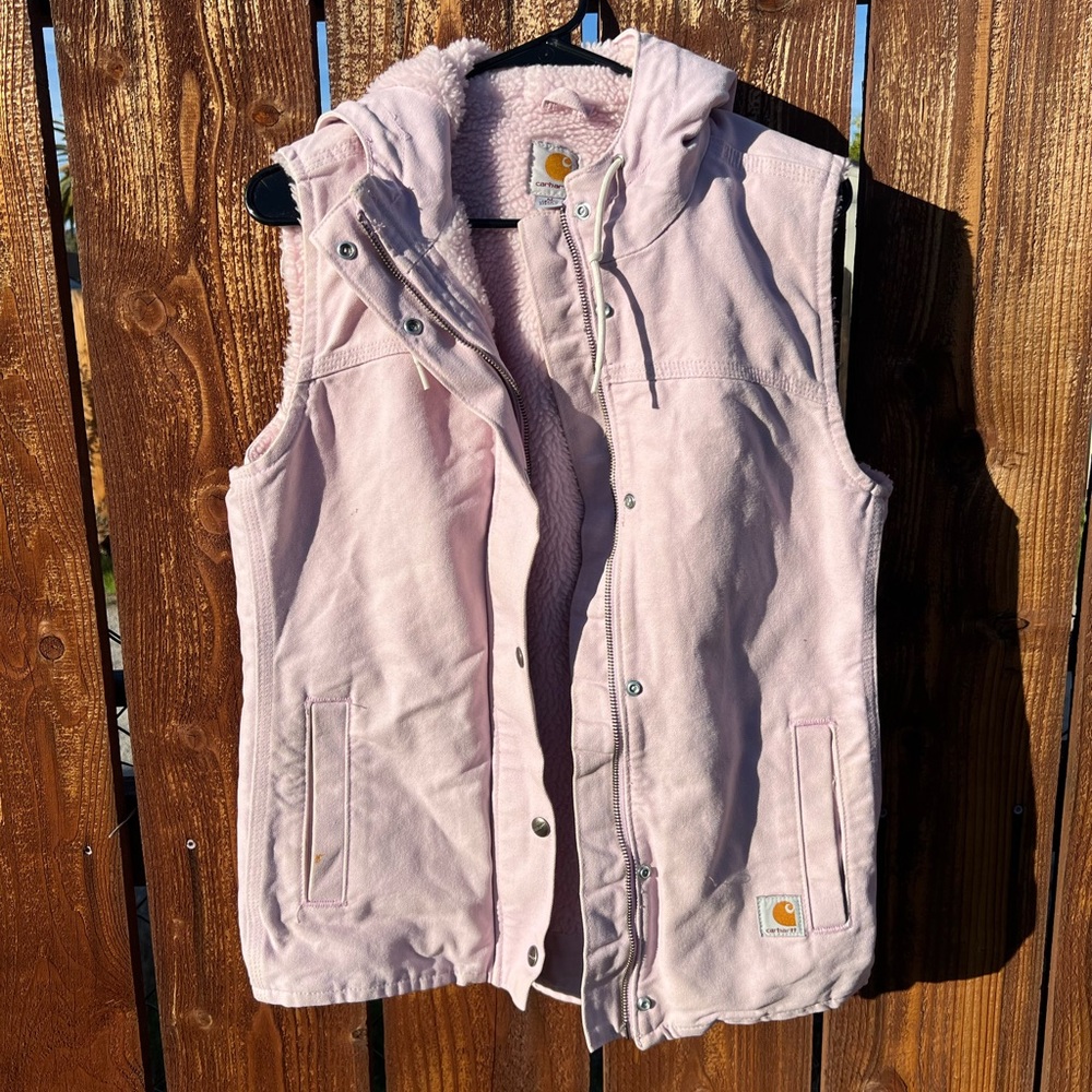 Carhartt Washed Sherpa Lined Hooded Vest - early 2000s